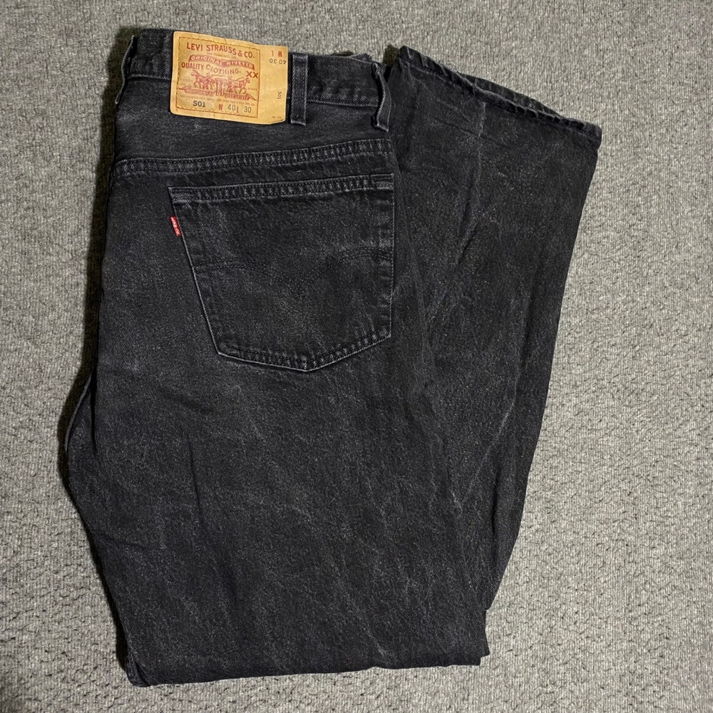 Vintage Levis 501 Mens Black Jeans Made in USA Button Fly 501-0660 38x30 Western